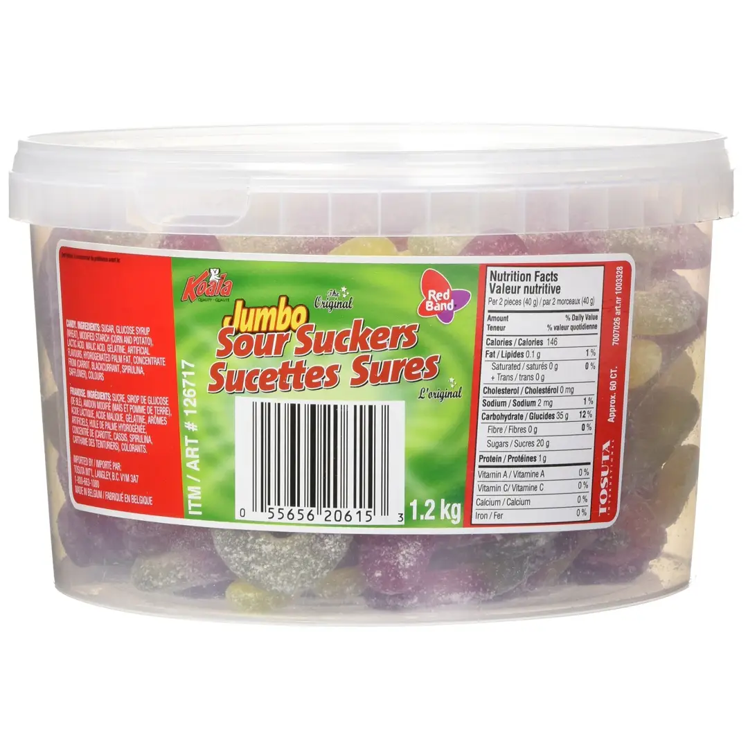 Koala - Red Band Jumbo Sour Suckers 1.2 kg tub - candy