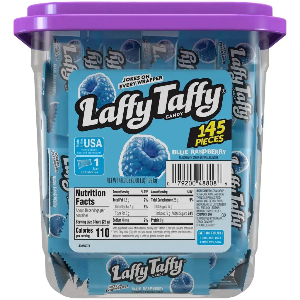 Laffy Taffy Blue Raspberry Candy Mini Bar.3 oz. - 145ct