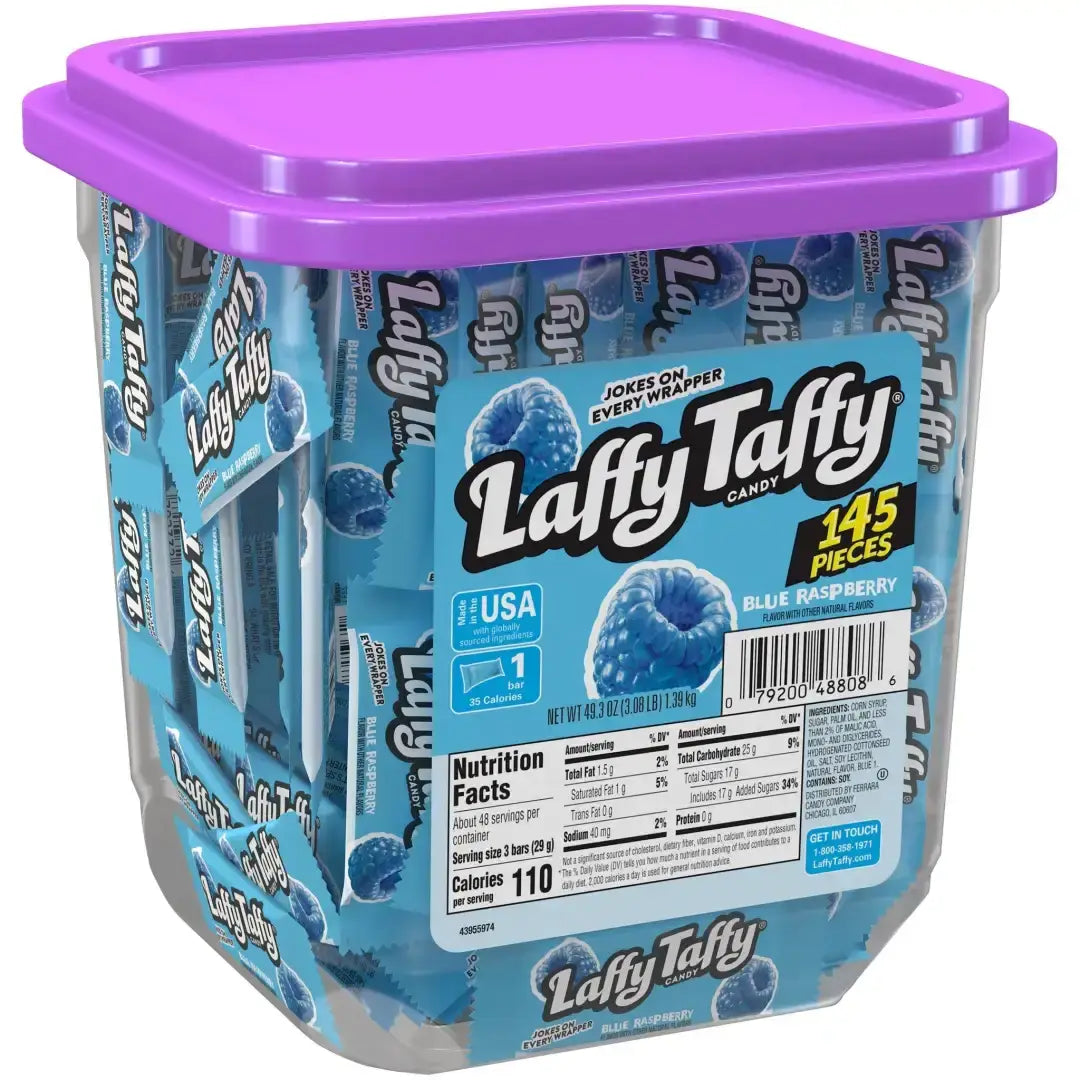 Laffy Taffy Blue Raspberry Candy Mini Bar.3 oz. - 145ct