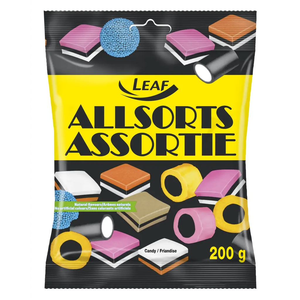 Leaf Allsorts Licorice Candy 200g Bag Assorted Shapes