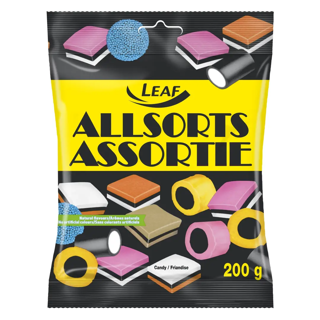 Leaf Allsorts Licorice Candy 200g Bag Assorted Shapes