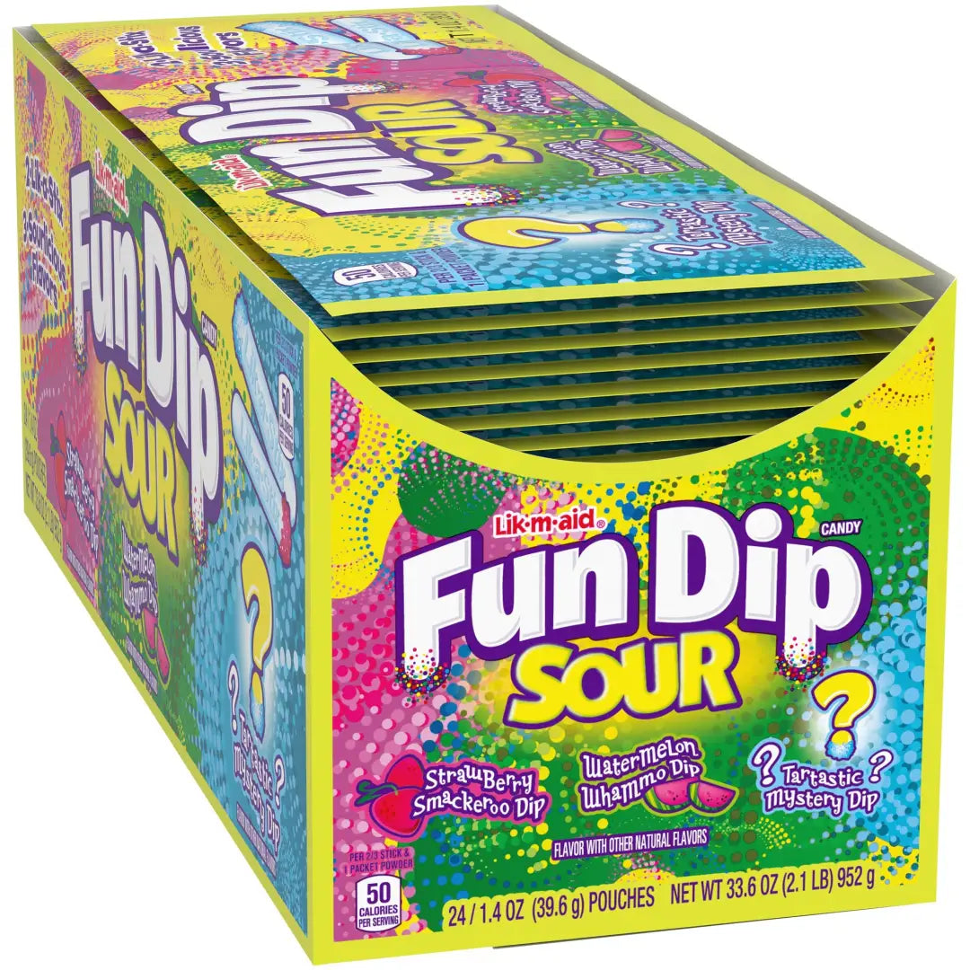 Lik M Aid Sour Fun Dip Candy 1.4 Oz Packet Case 24 Pack