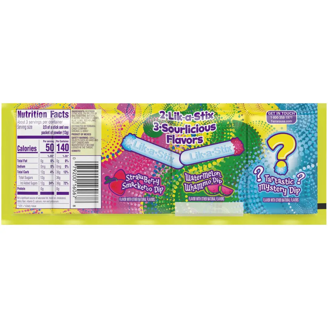 Lik M Aid Sour Fun Dip Candy 1.4 Oz Packet Case 24 Pack