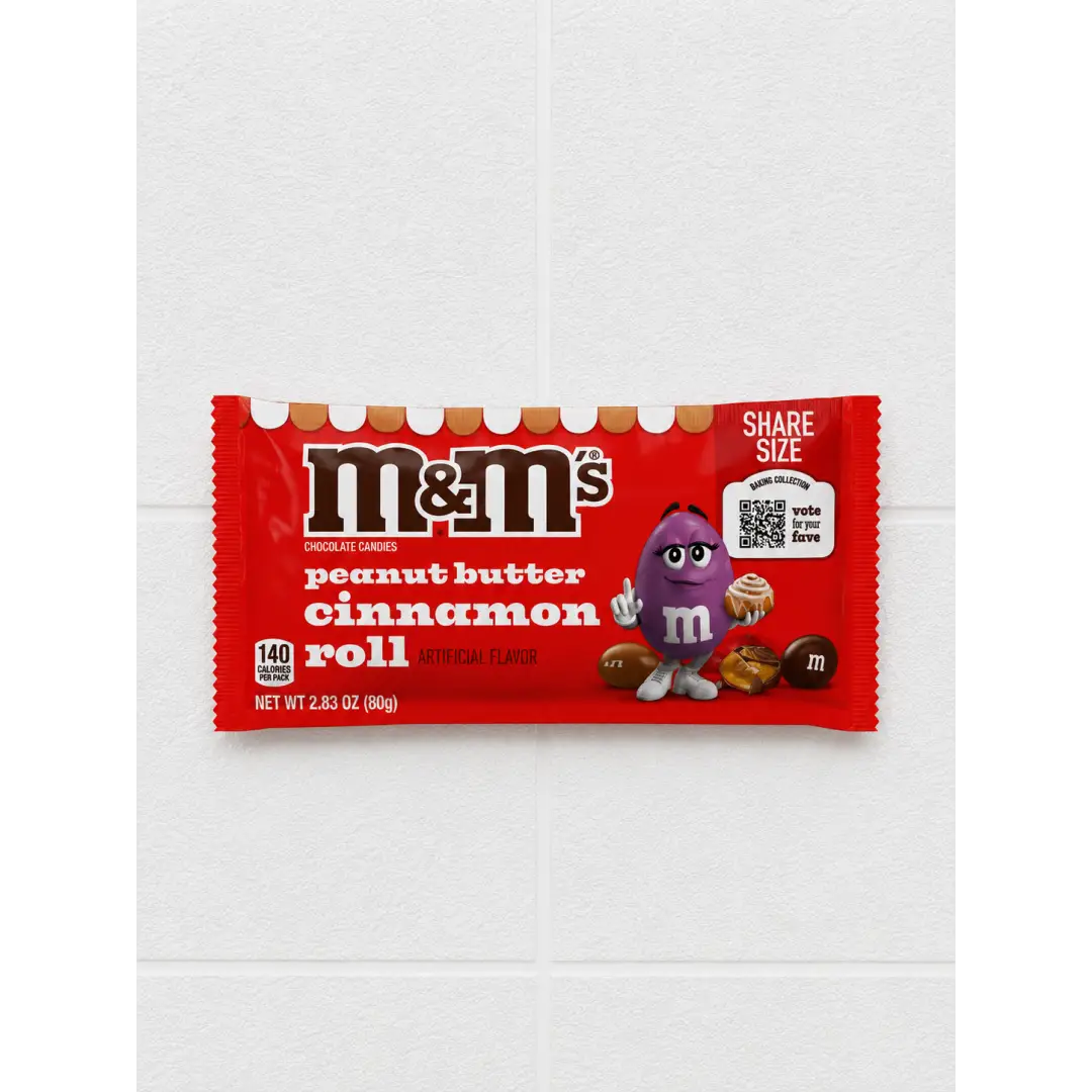 M&M’S Peanut Butter Cinnamon Roll Candy 1.63oz/46g Bag CASE