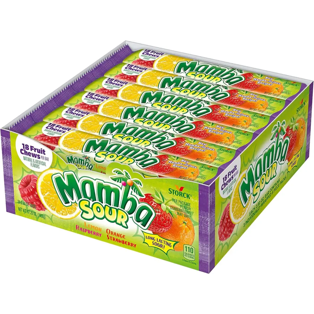 Mamba Sour Fruit Chews Candy 2.8oz 18 Count Pack of 1