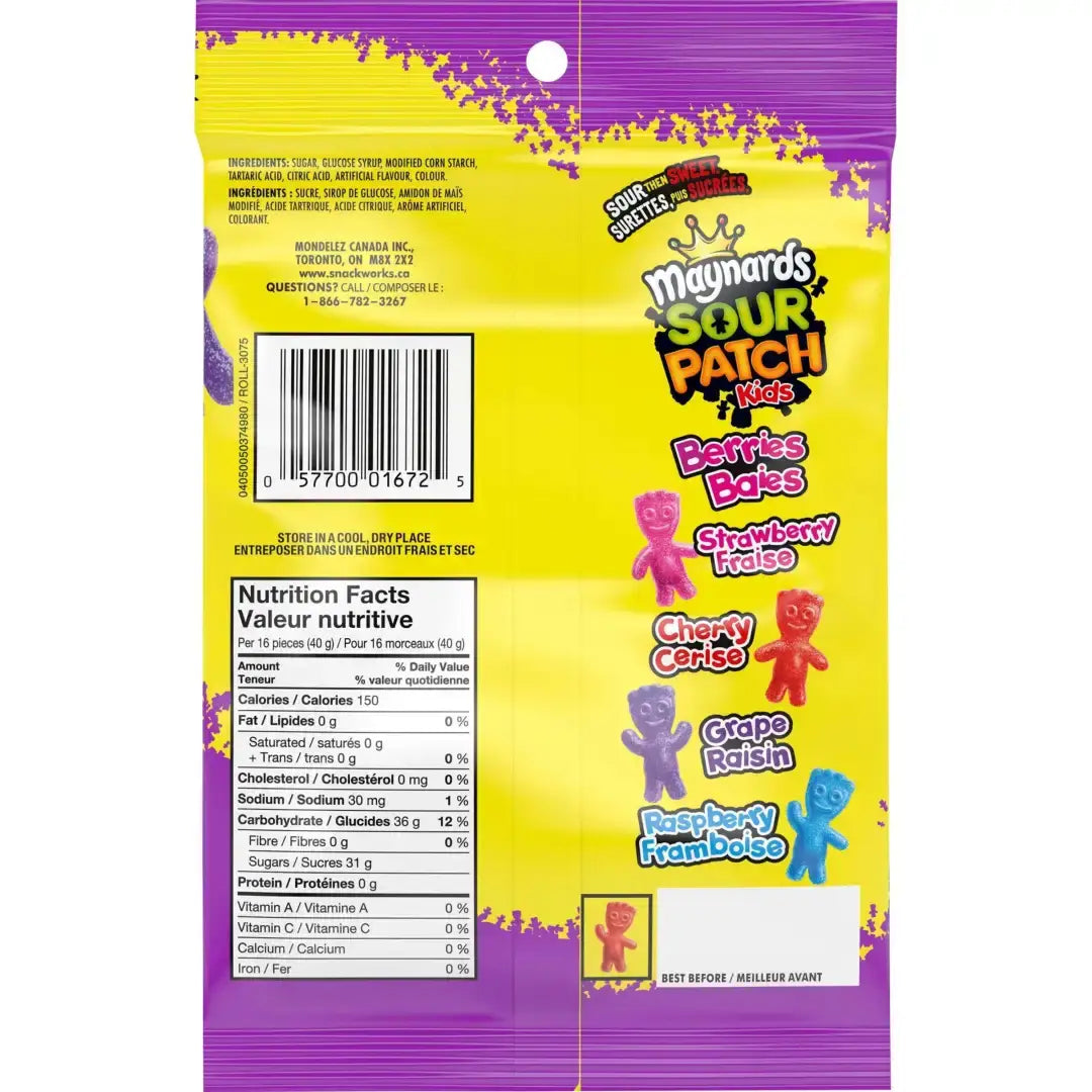 Maynards Sour Patch Kids Berries Candy 150g 8ct - candy