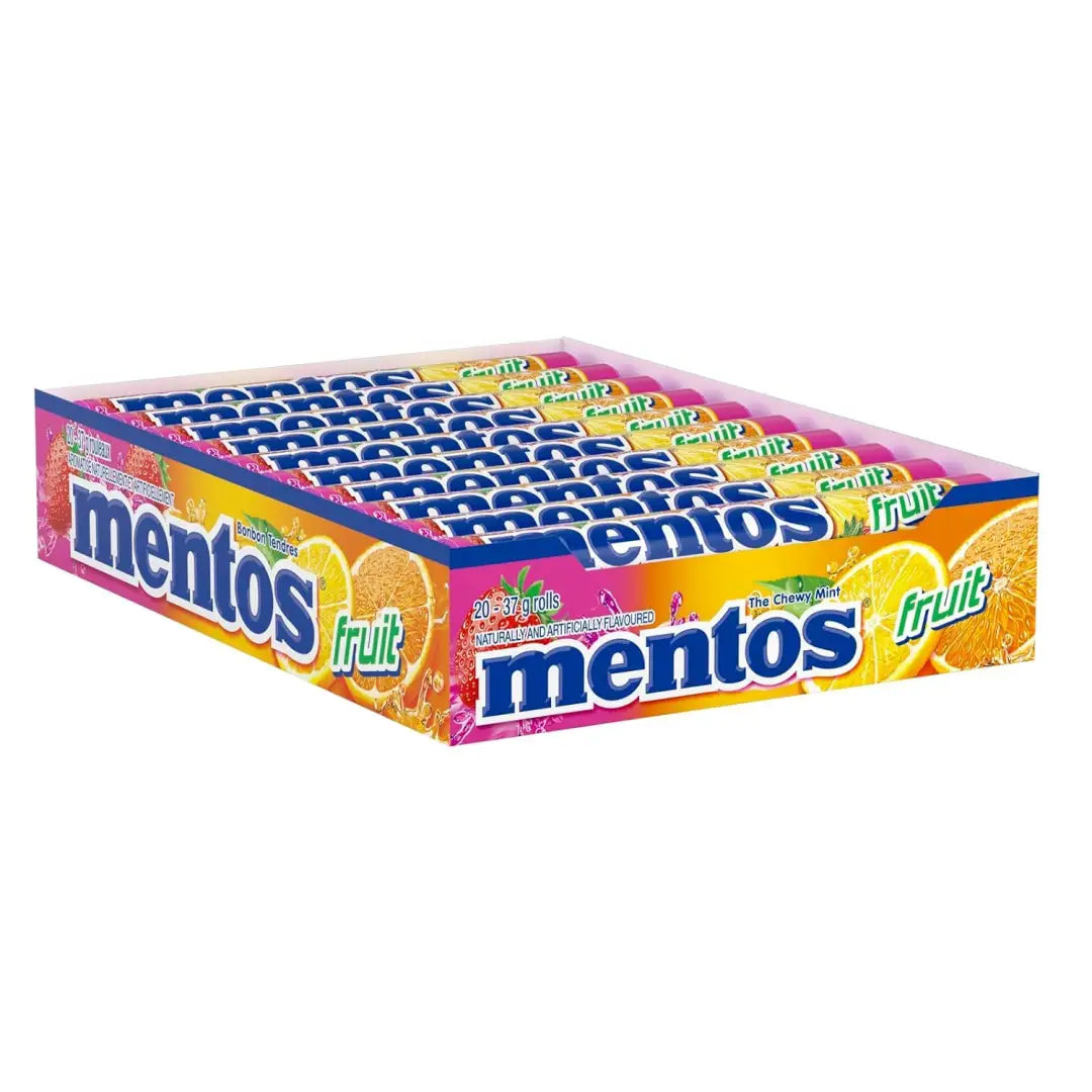 Mentos Chewy Fruit Candy Roll 37g pack of 20 - candy