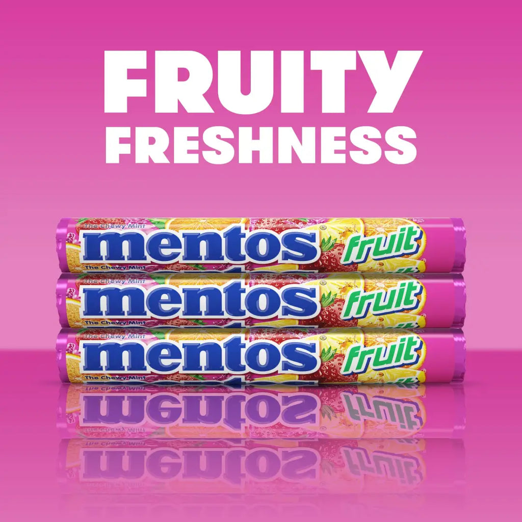 Mentos Chewy Fruit Candy Roll 37g pack of 20 - candy
