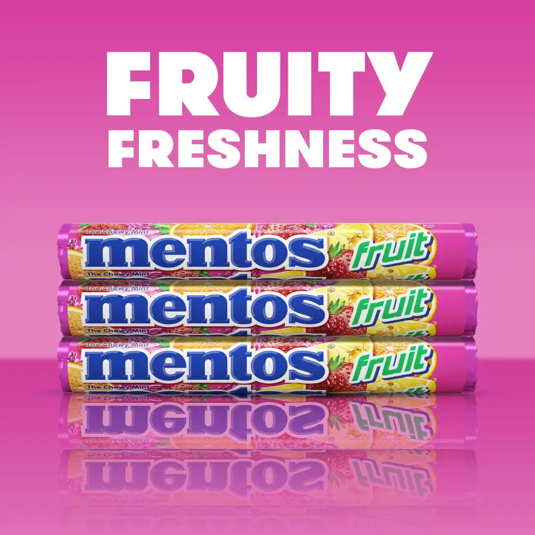 Mentos Chewy Fruit Candy Roll 37g pack of 20 - candy