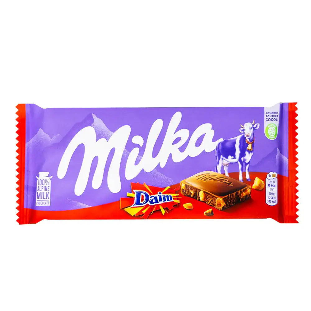 Milka Chocolate Bar- Daim 100g case 24 - candy bar