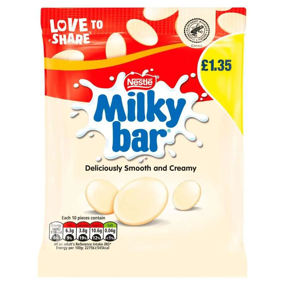 Milkybar White Chocolate Giant Buttons Pouch 85g UK Case 12