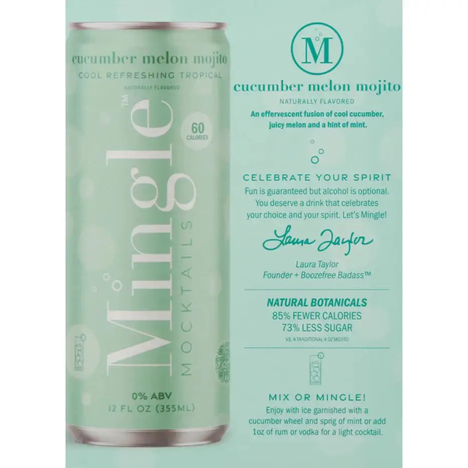 Mingle Mocktails Non-Alcoholic Cucumber Melon Mojito 355ml/