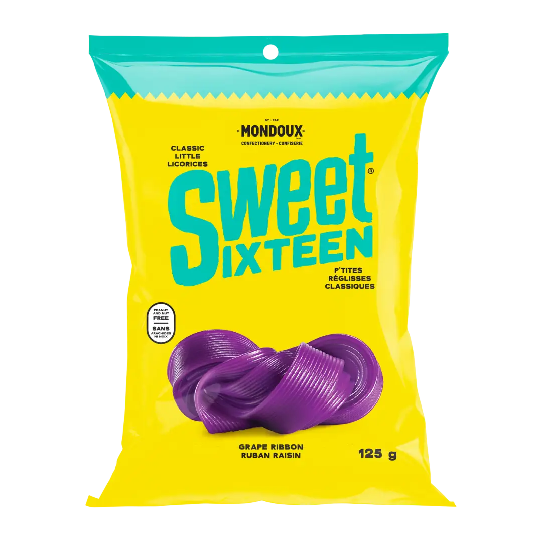 Sweet Sixteen Grape Ribbon Licorice 125g Case of 8 Bags