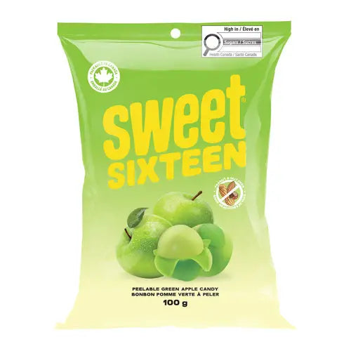 Sweet Sixteen Peelable Green Apple Candy 100g Case of 6