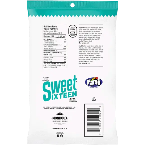 Mondoux Sweet Sixteen Rainbow Filled Licorice Candy 100g