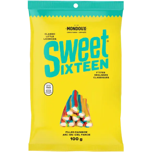 Mondoux Sweet Sixteen Rainbow Filled Licorice Candy 100g