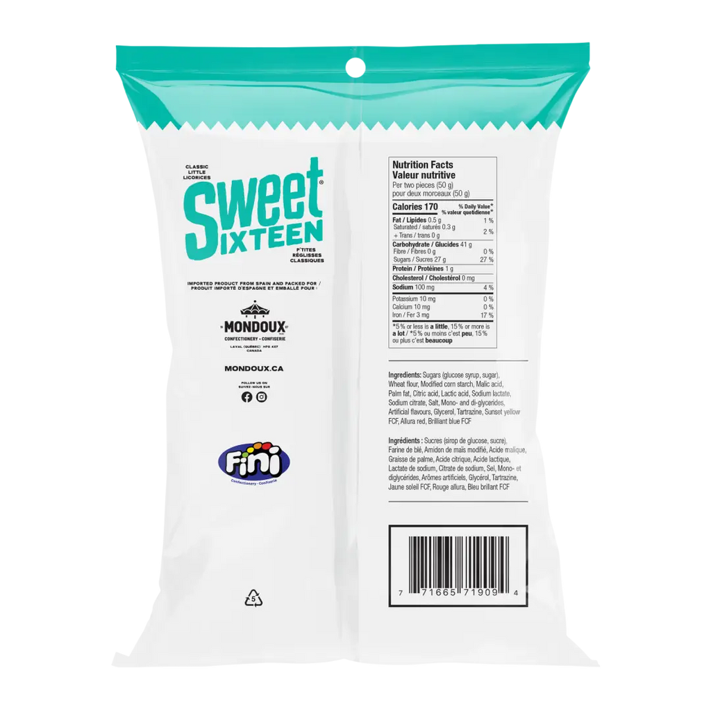 Sweet Sixteen Sour Rainbow Ribbon Licorice 125g Case of 8