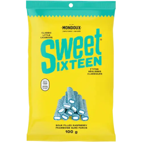 Mondoux Sweet Sixteen Sour Raspberry Filled Licorice Candy