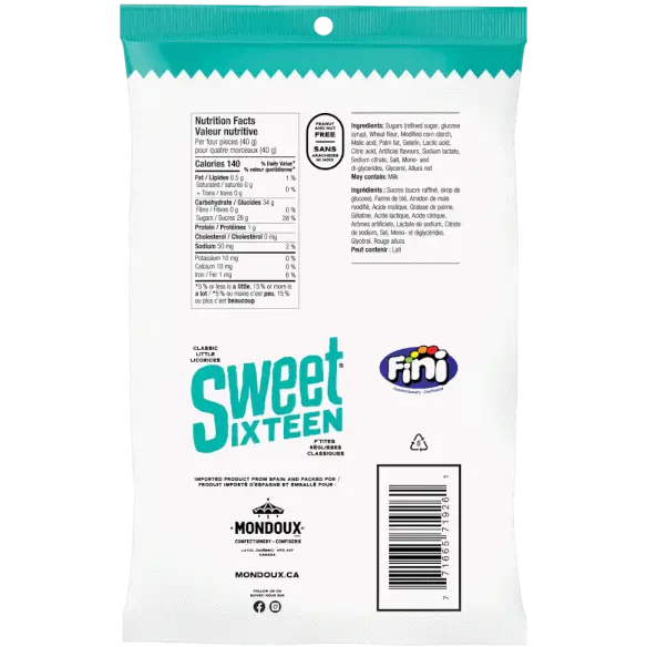 Mondoux Sweet Sixteen Sour Strawberry Filled Licorice Candy 100g 12 Count Case Secondary image