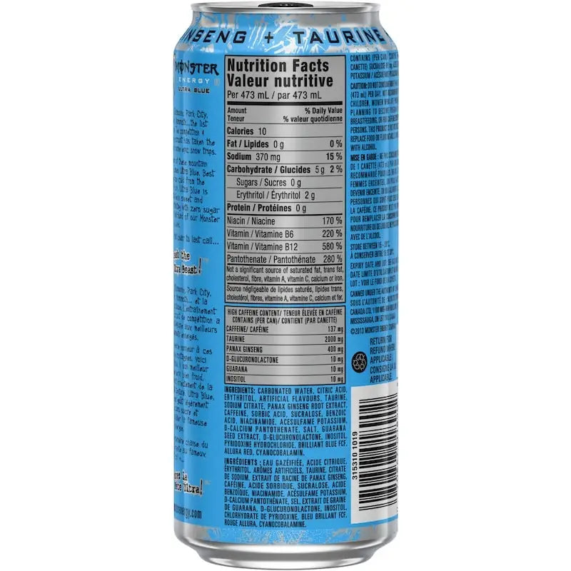 Monster Energy Ultra Blue case of 12 - 12x473.0 ml - Sports