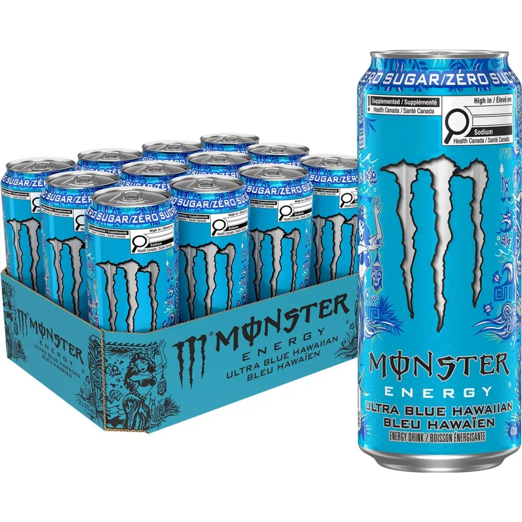 Monster Energy Ultra Blue Hawaiian Ml 16 Oz Case 12 Pack