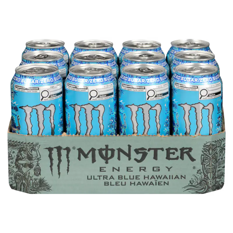 Monster Energy Ultra Blue Hawaiian Ml 16 Oz Case 12 Pack