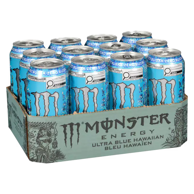 Monster Energy Ultra Blue Hawaiian Ml 16 Oz Case 12 Pack