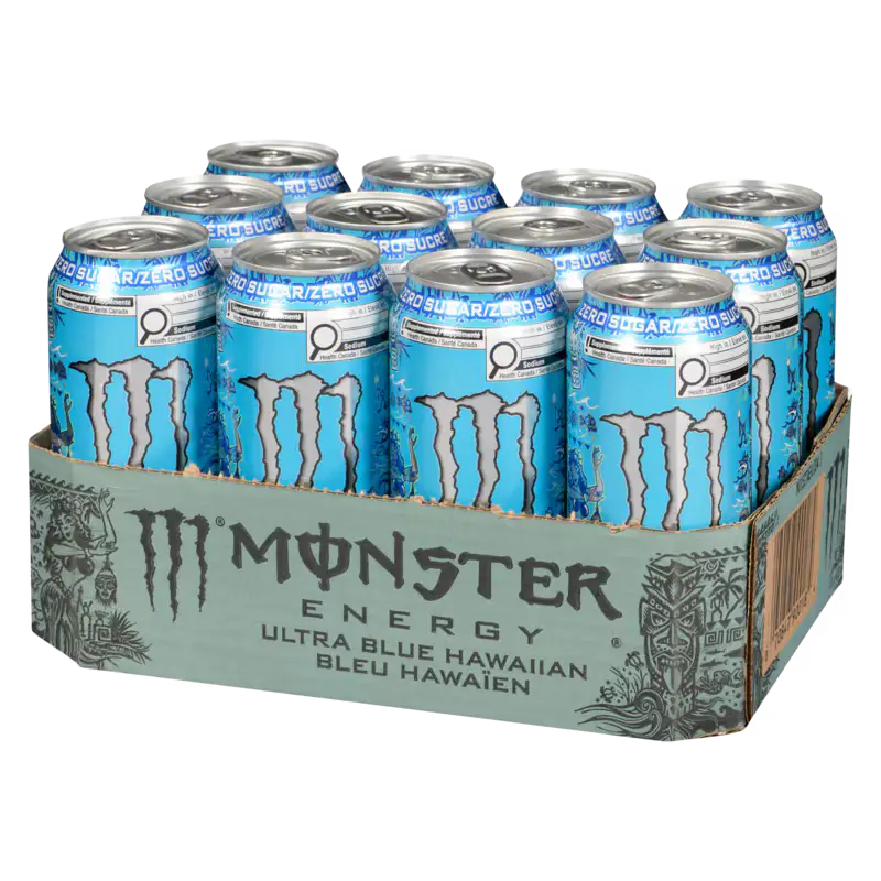 Monster Energy Ultra Blue Hawaiian Ml 16 Oz Case 12 Pack