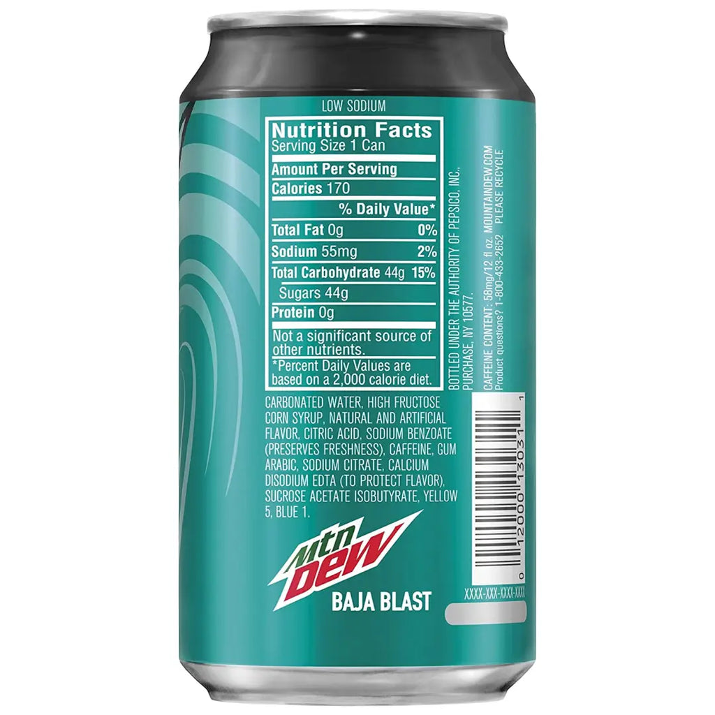 Mountain Dew Baja Blast Cans 12 oz Cans 12 Count - Soda