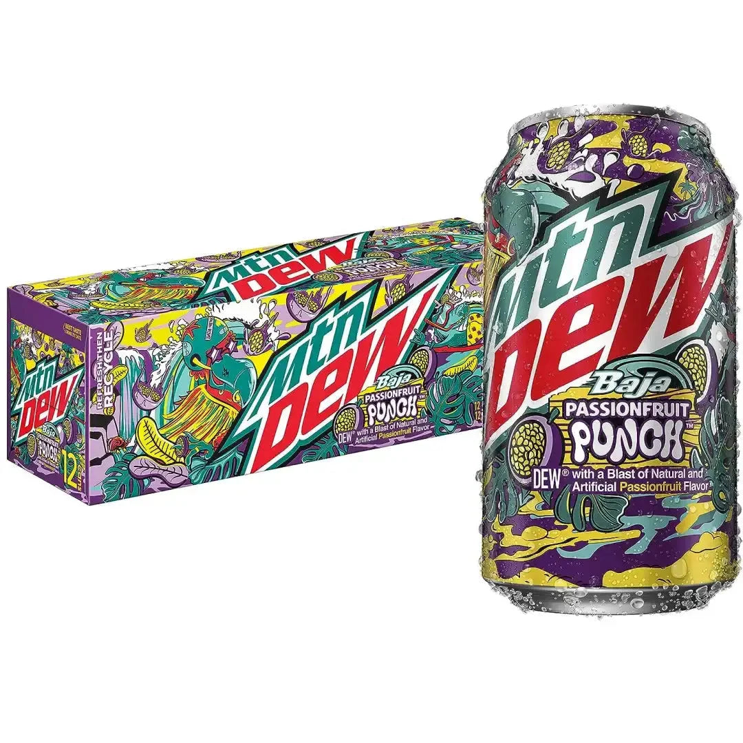 Mountain Dew Baja Passion Fruit Punch 12 fl oz cans 12 pack