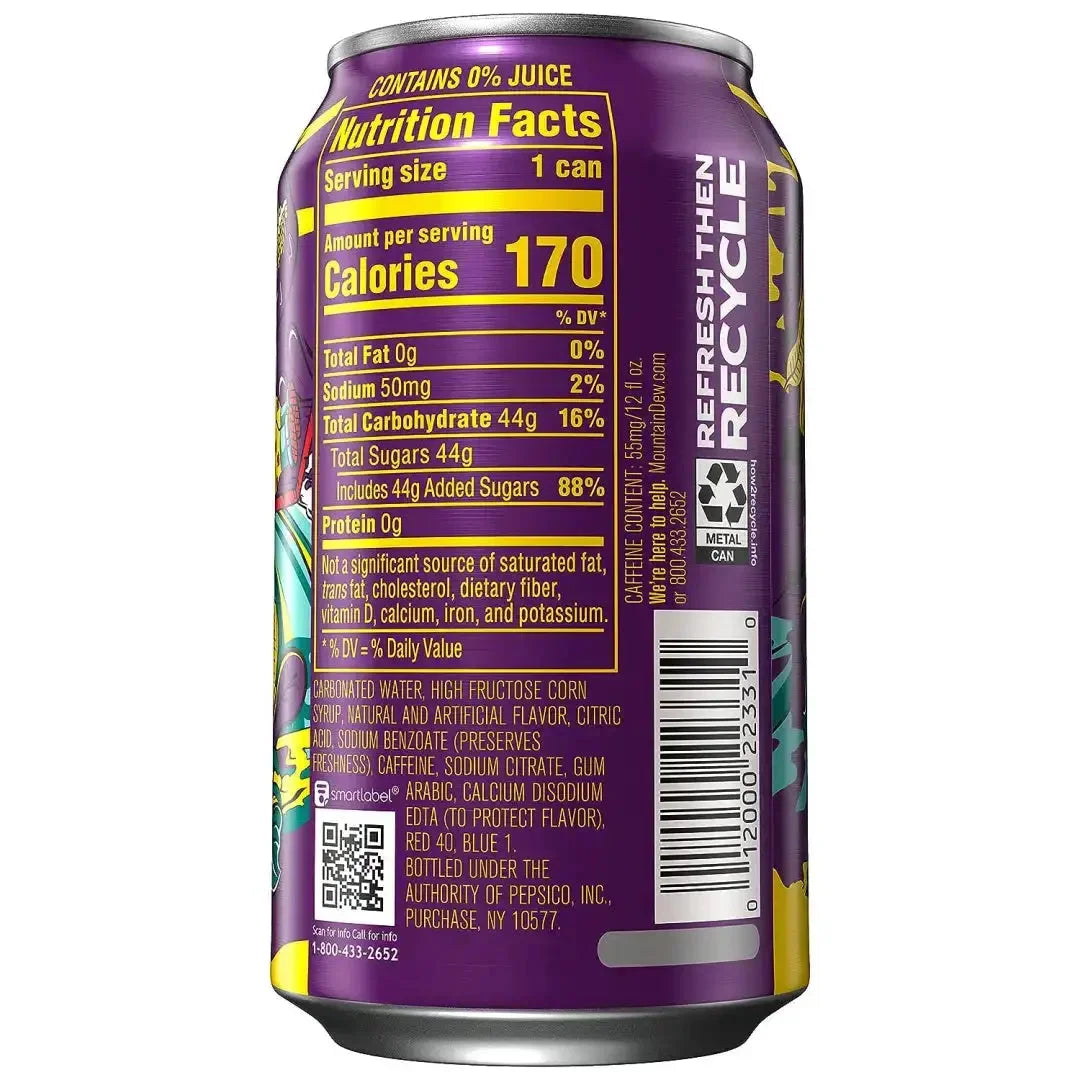 Mountain Dew Baja Passion Fruit Punch 12 fl oz cans 12 pack