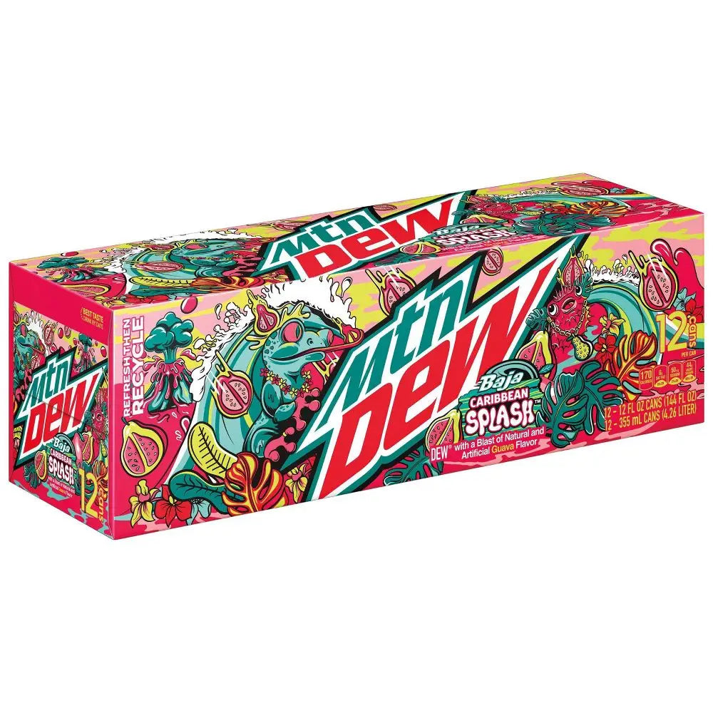 Mountain Dew Caribbean Splash Baja Blast 12 fl oz cans 12