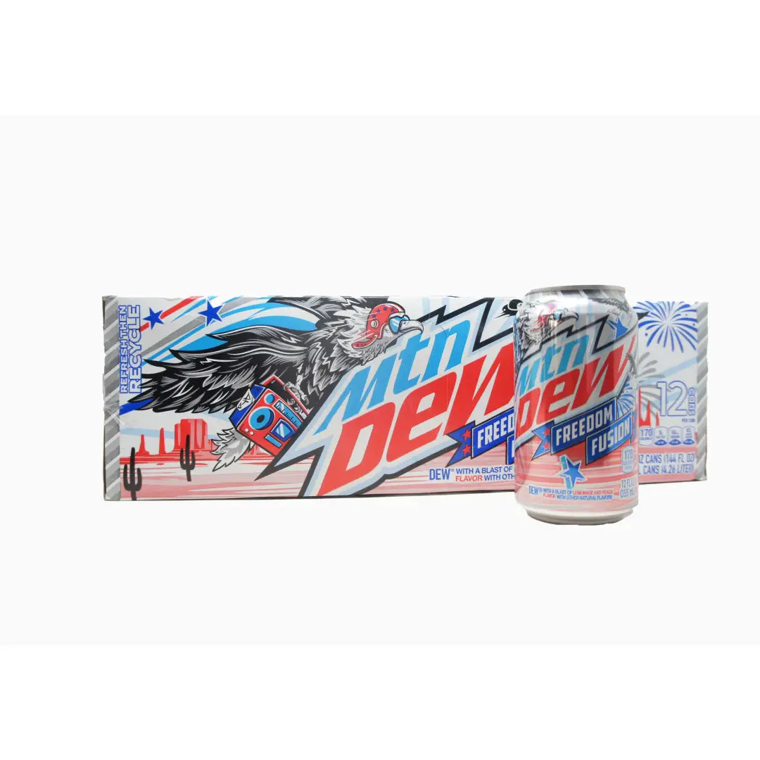 Mountain Dew Freedom Fusion Lemonade & Peach Soda Pop 12 oz