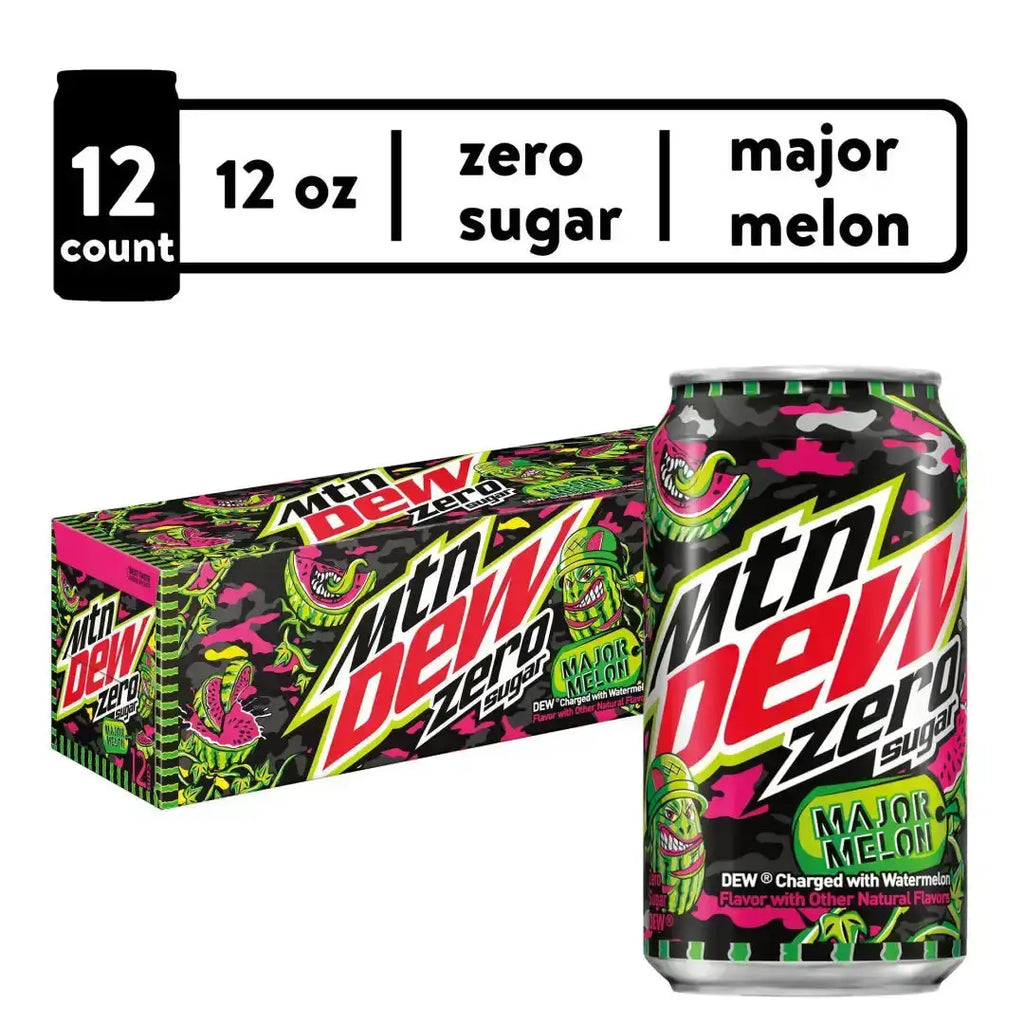 Mountain Dew Major Melon Zero 12 fl oz cans 12 pack - Soda