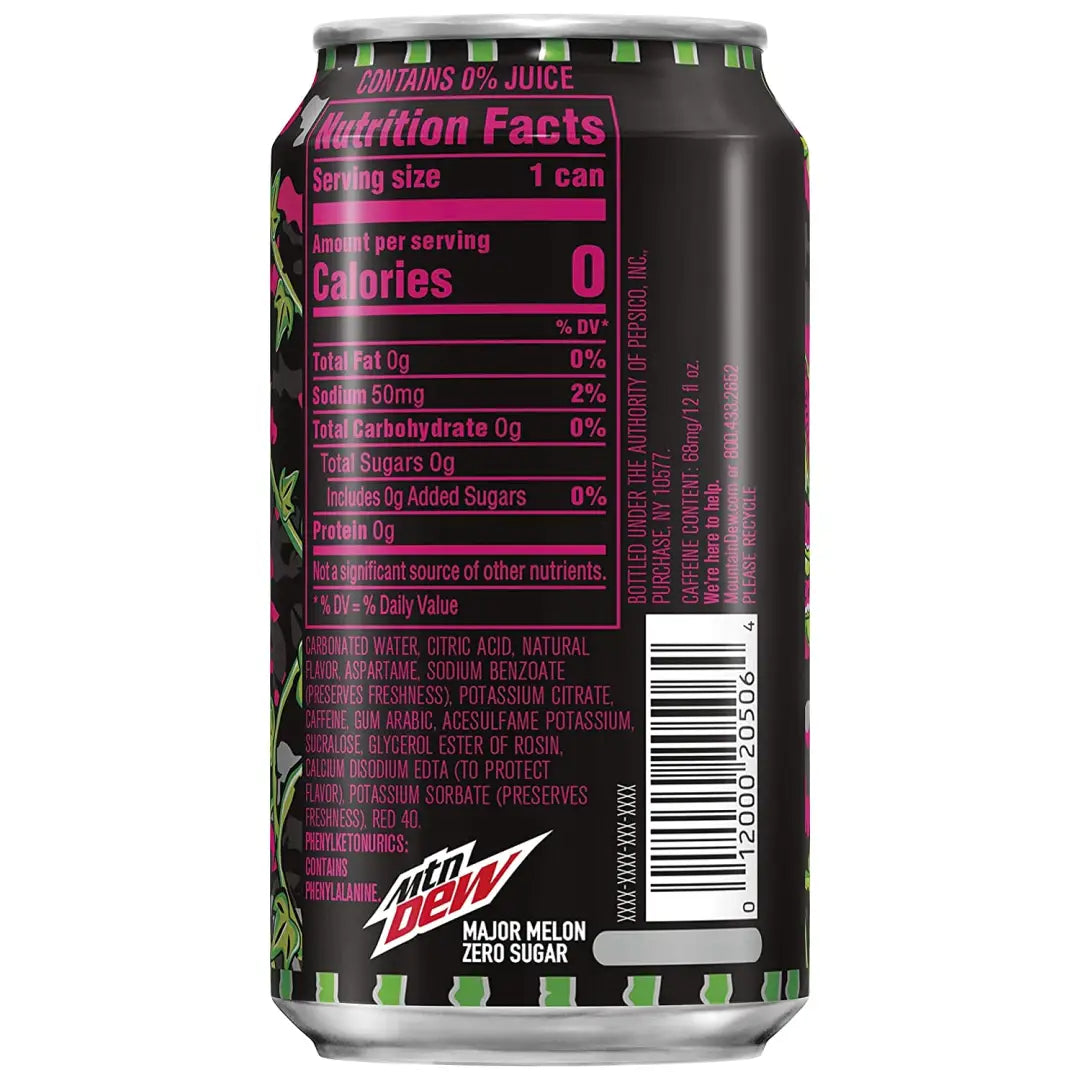 Mountain Dew Major Melon Zero 12 fl oz cans 12 pack - Soda