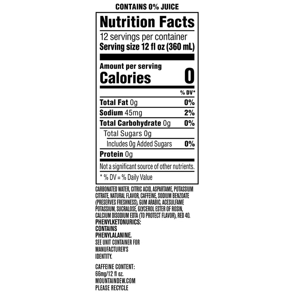 Mountain Dew Spark Zero 12 fl oz cans 12 pack - Soda