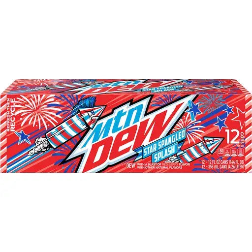 Mountain Dew Star Spangled Splash Red Berry Soda Pop 12 oz