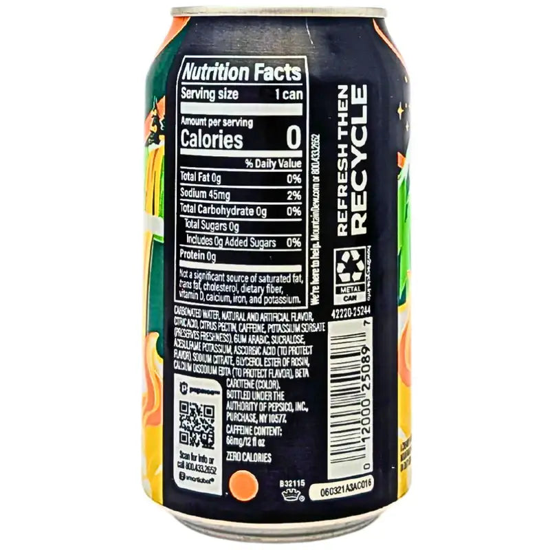 Mountain Dew Zero Sugar Cream Soda Dew 355ml Can Case 12