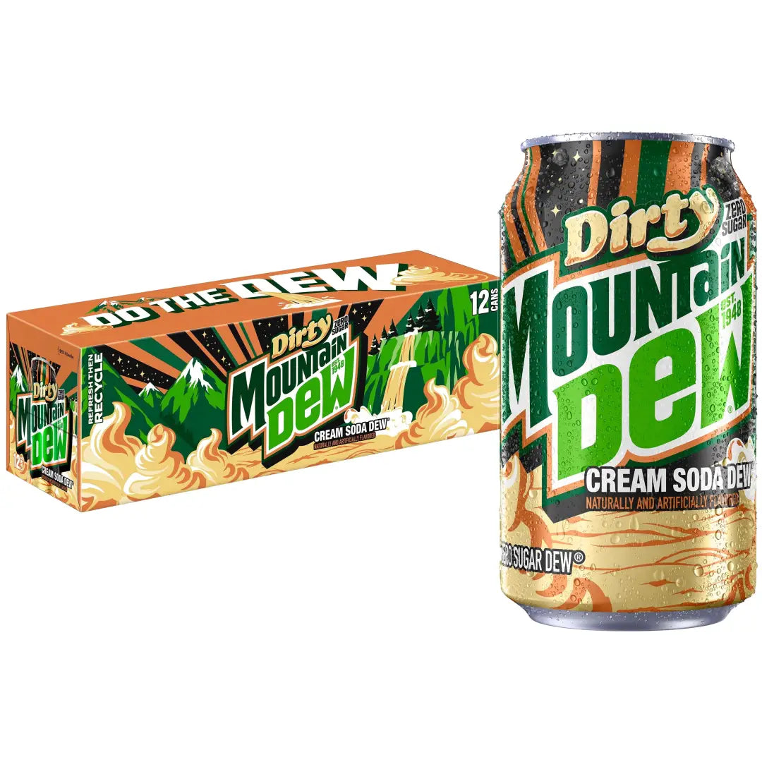 Mountain Dew Zero Sugar Cream Soda Dew 355ml Can Case 12