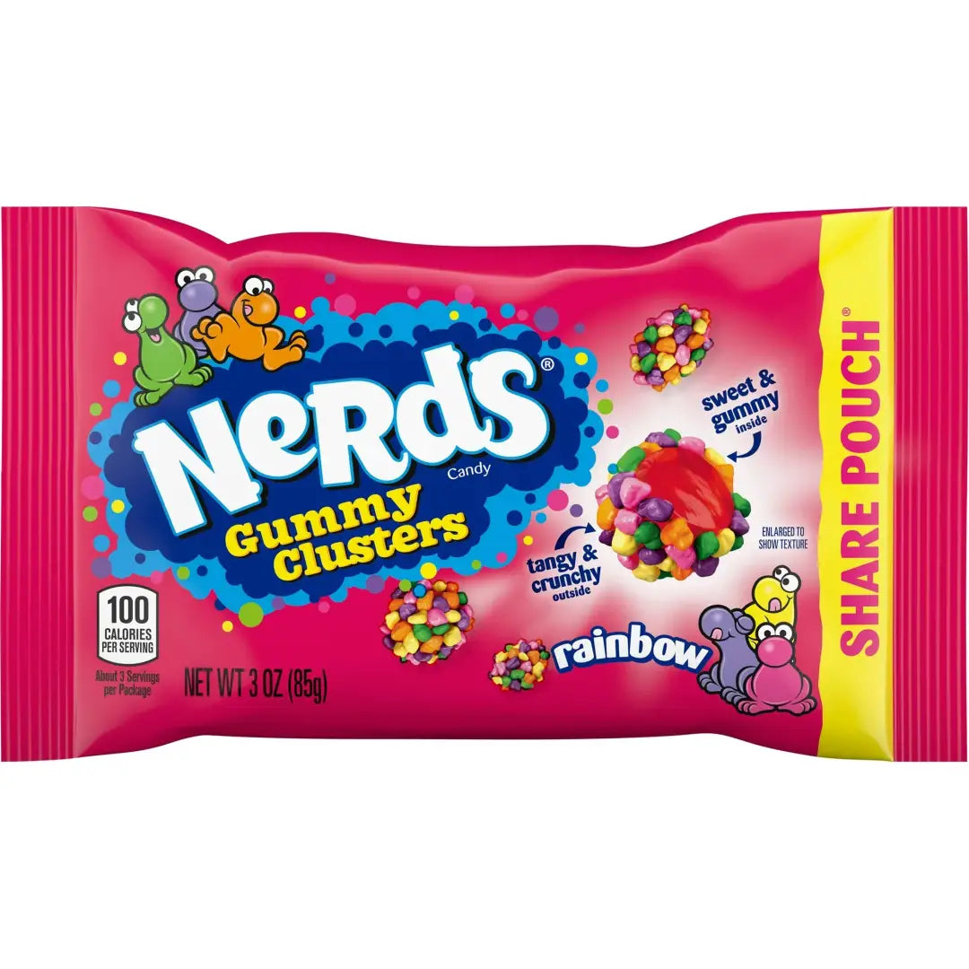 NERDS SHARE PACK GUMMY CLUSTERS 3oz bag-Case 12count - gummy