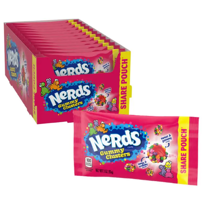 NERDS SHARE PACK GUMMY CLUSTERS 3oz bag-Case 12count - gummy