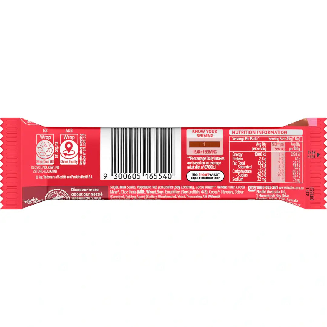 Nestle Australia Kit Kat Chunky Aero Strawberry Chocolate