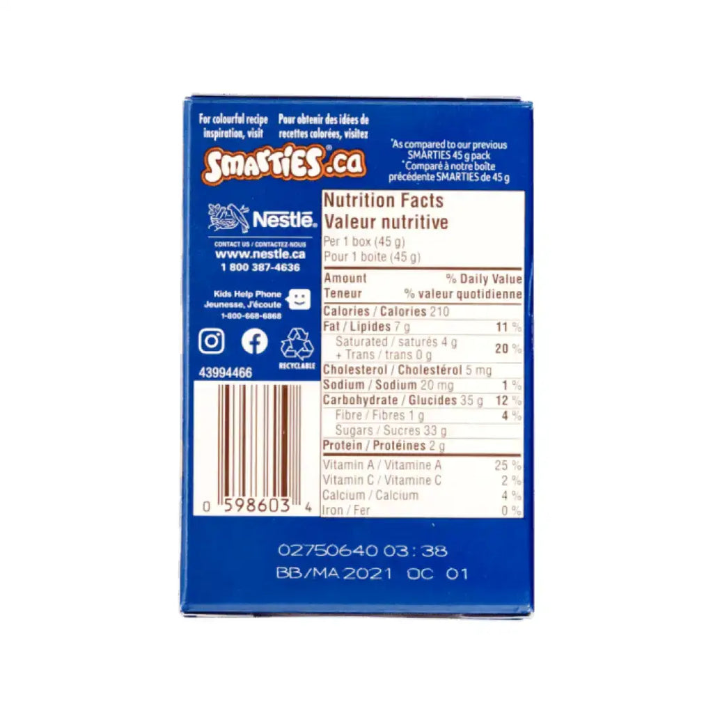Nestle Smarties Candy Coated Milk Chocolate 45g case 24ct
