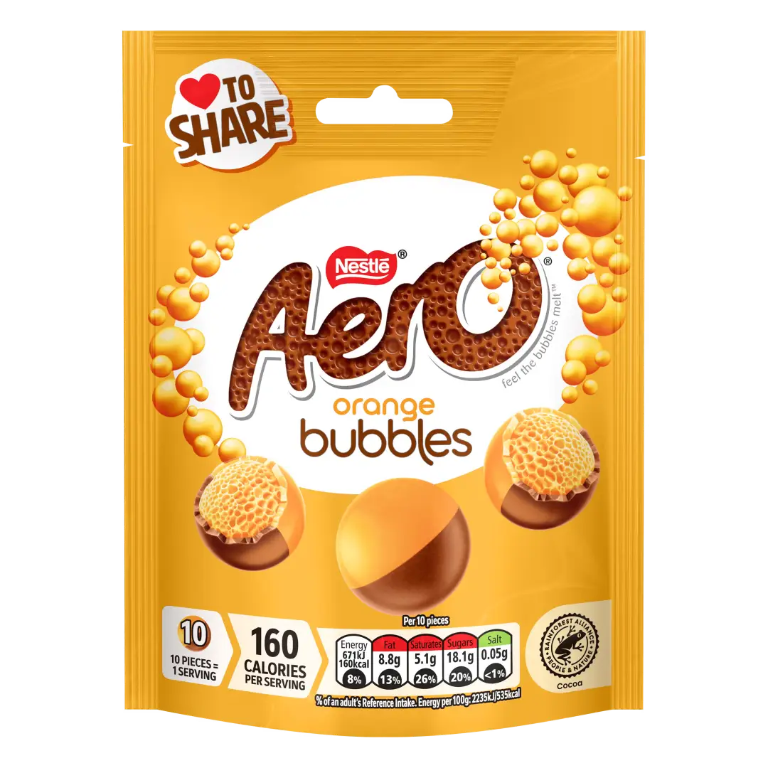 Nestle UK Aero Bubbles Orange Chocolate Share Bag 92g