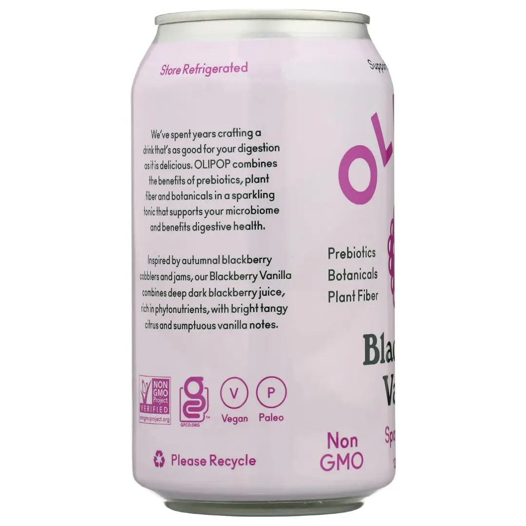 OLIPOP Blackberry Vanilla Sparkling Tonic 355ml 12 Pack