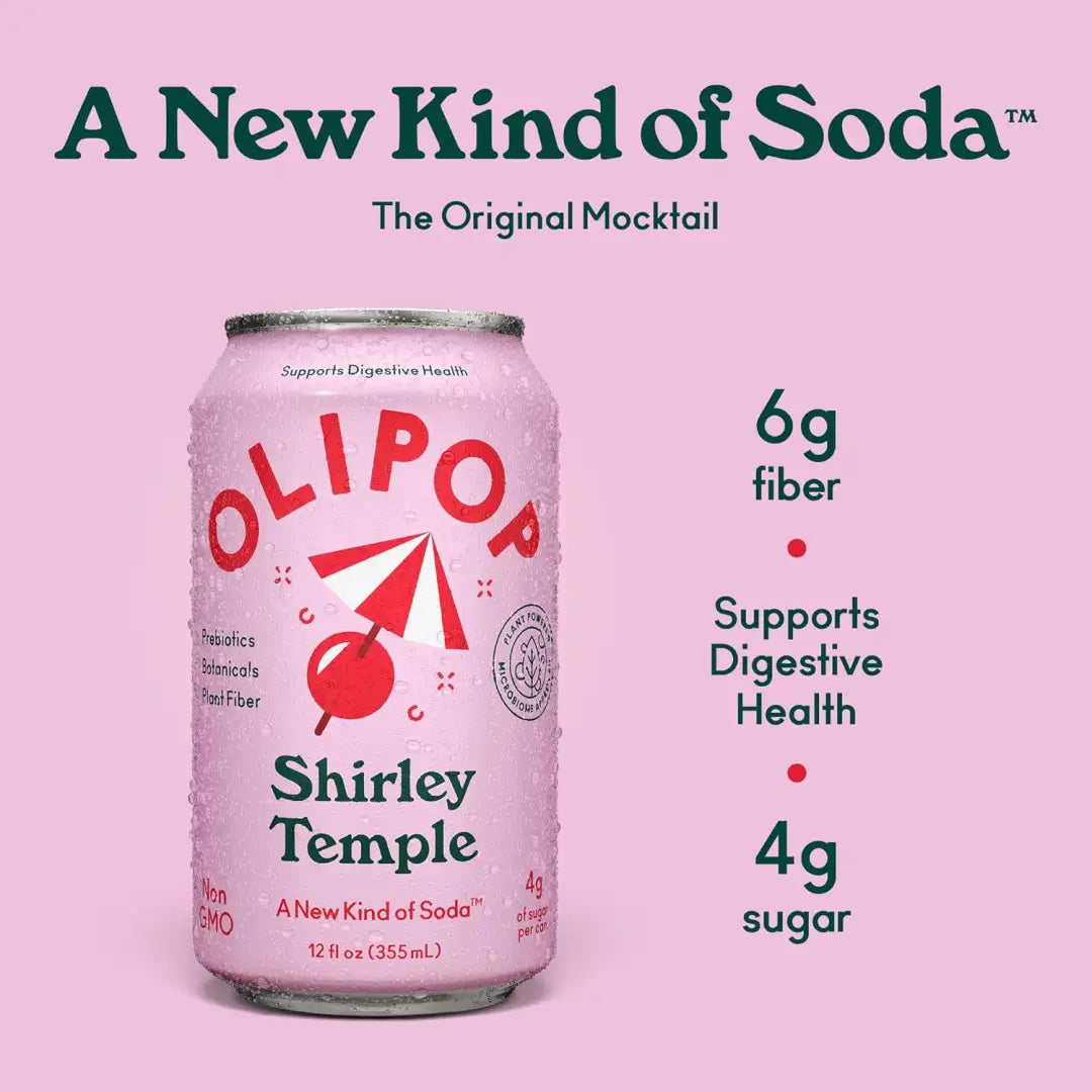 OLIPOP Low Sugar Prebiotic Sparkling Tonic Shirley Temple