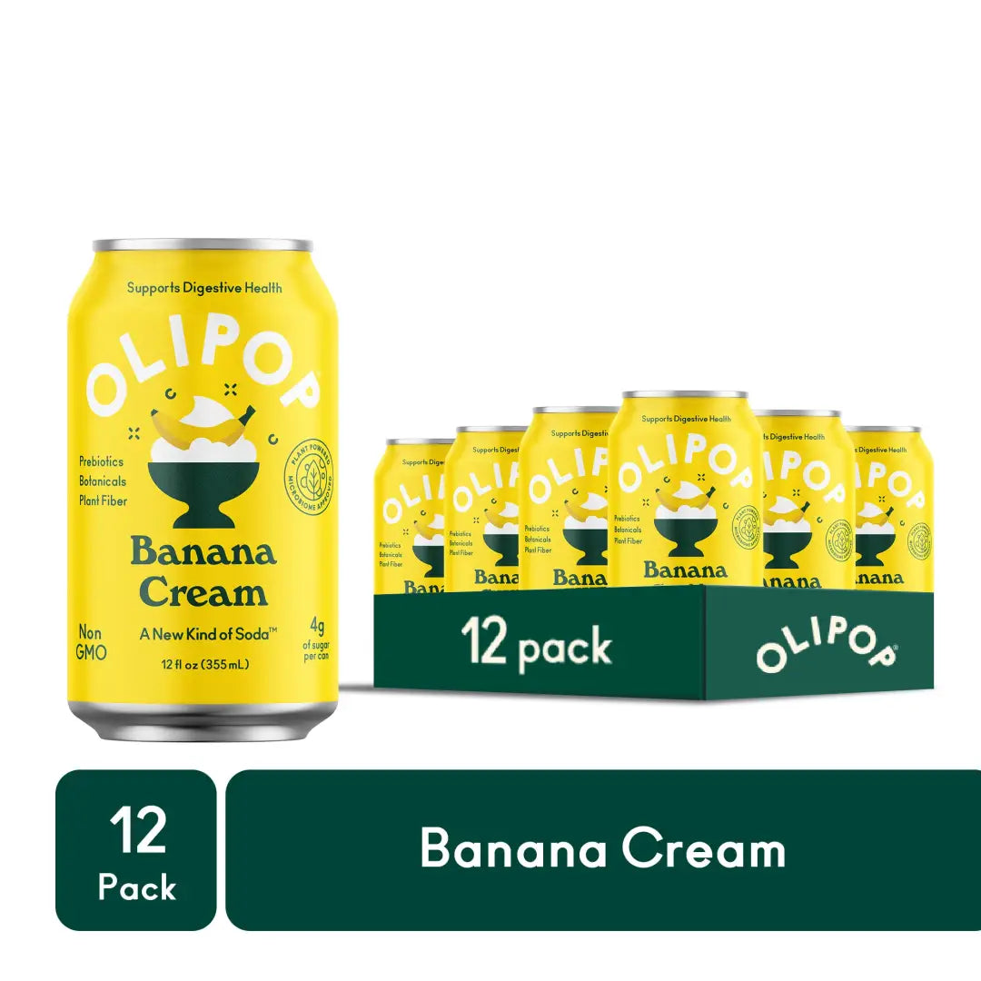 OLIPOP Prebiotic Soda Banana Cream 12 fl oz 12 Pack - soda