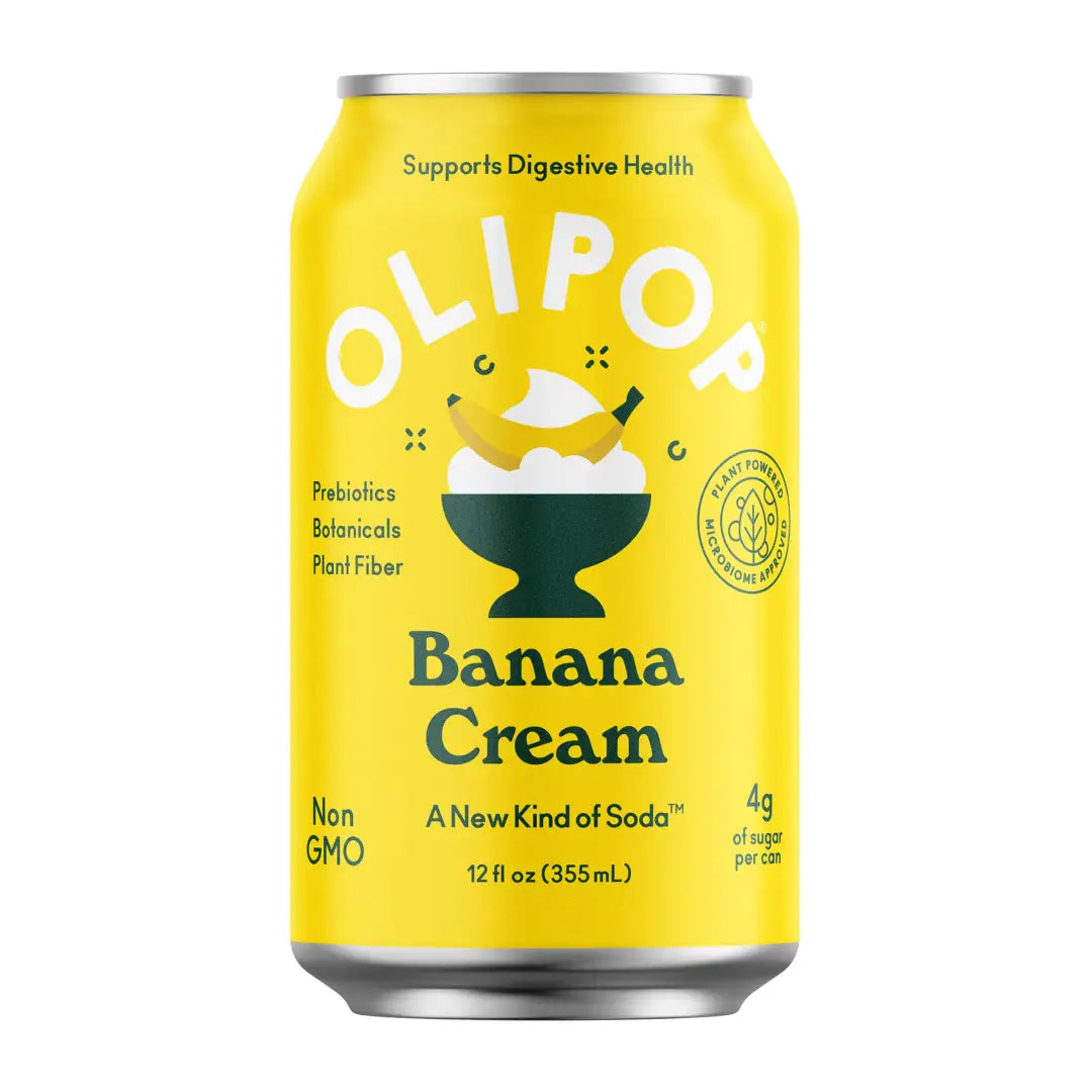 OLIPOP Prebiotic Soda Banana Cream 12 fl oz 12 Pack - soda