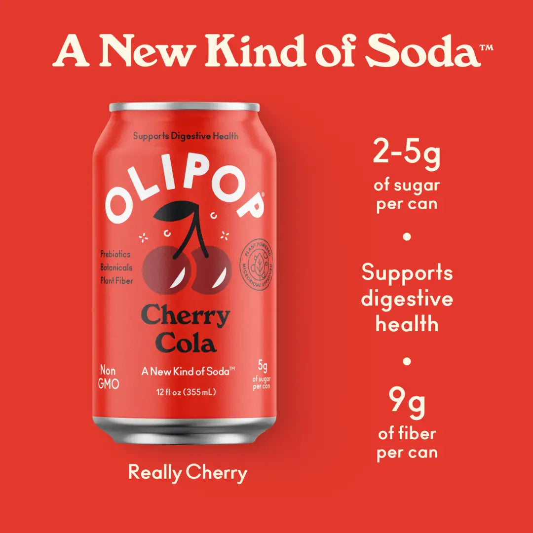 OLIPOP Prebiotic Soda Cherry Cola 12 fl oz case 12ct - soda