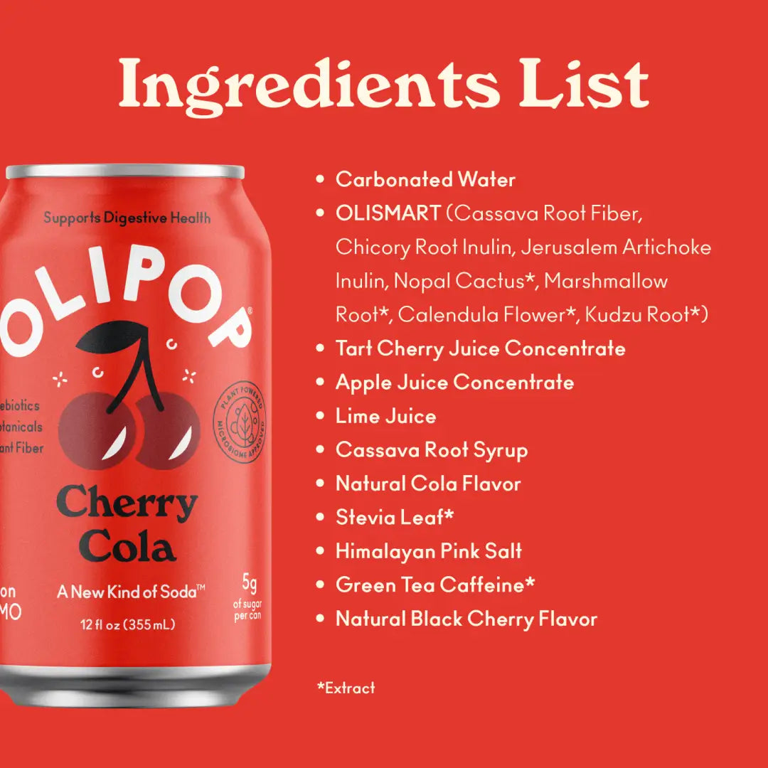 OLIPOP Prebiotic Soda Cherry Cola 12 fl oz case 12ct - soda